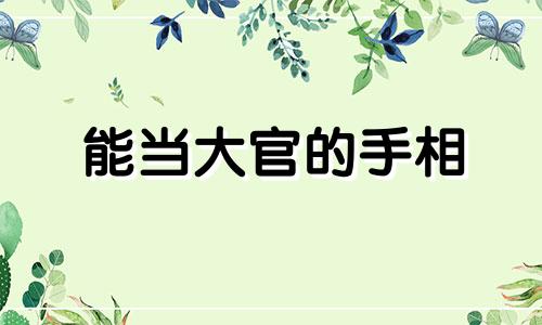 能当大官的手相 当官的手相是什么样子的