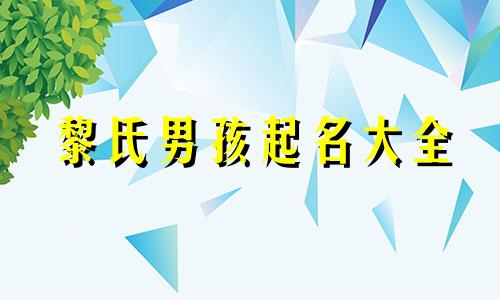 黎氏男孩起名大全 姓黎双胞胎男宝取名