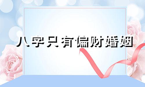 八字只有偏财婚姻 八字里有一个偏财代表什么